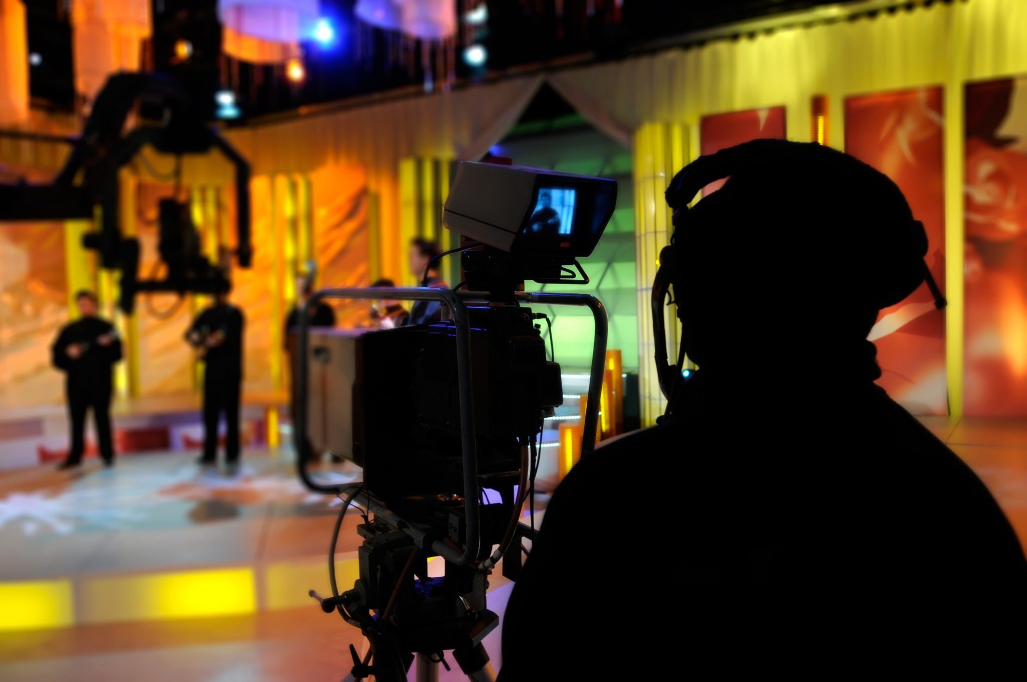Cameraman records show in a TV Studio