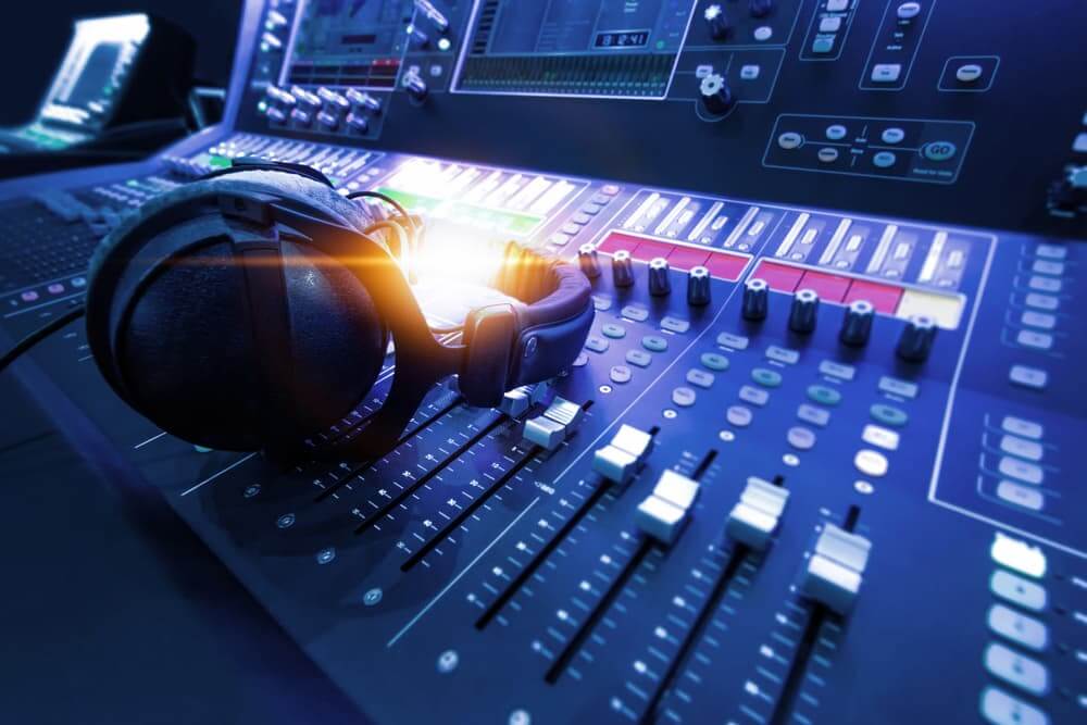 Powerful gear and mix console in this professional studio. By